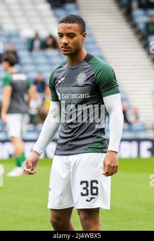 Demetri Mitchell, Profifußballer, der für den Hibernischen Fußballverein in der schottischen Premier League spielt. Stockfoto