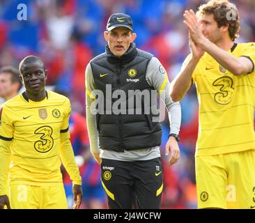 16. April 2022 - Manchester City gegen Liverpool - Emirates FA Cup - Halbfinale - Wembley Stadium Chelsea Manager Thomas Tuchel nach dem Halbfinale des FA Cup gegen Crystal Palace Bildnachweis : © Mark Pain / Alamy Live News Stockfoto