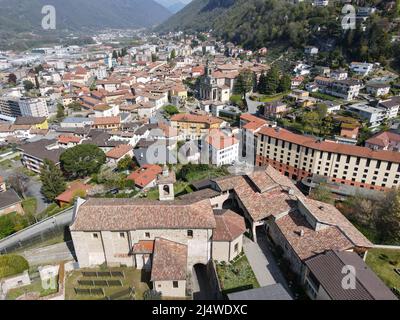 Drohnenansicht bei Mendrisio in der Schweiz Stockfoto