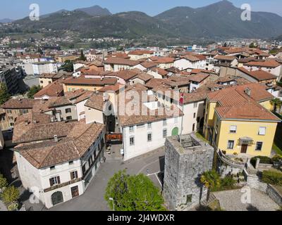 Drohnenansicht bei Mendrisio in der Schweiz Stockfoto