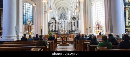 Scherpenheuve, Belgien - 17. April 2022: Interior Averbode Abbey in Scherpenheuvel-Zichem in Belgien Stockfoto