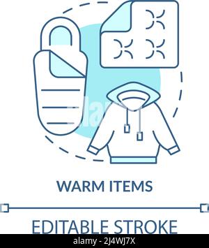 Warme Artikel türkisfarbenes Konzeptsymbol Stock Vektor