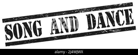 LIED- UND TANZTEXT auf schwarzem grungy Rechteck Vintage-Stempel. Stockfoto