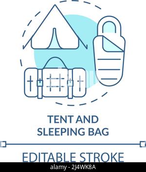 Zelt und Schlafsack türkis Concept Icon Stock Vektor