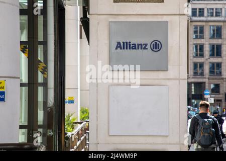 Allianz Insurance London Bürofassade mit Beschilderung, Gracechurch Street, London Stockfoto