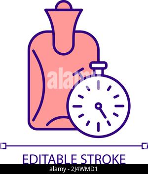 Lange Zeit mit der Heißwasserflasche warm halten, RGB-Farbsymbol Stock Vektor