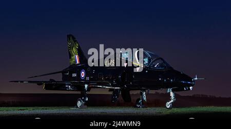 Ex RAF Hawk T.1 XX154 im Old Sarum Aerodrome, Wiltshire, Großbritannien. Stockfoto