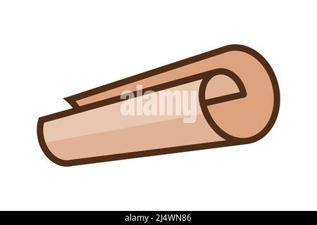 Altes Papierlaufsymbol. Uraltes Pergamentdokument. Historische Ergebnisse. Manuskript aus Leinwand oder Leder. Designelement. Archäologisches Entdeckungskonzept. Stock Vektor