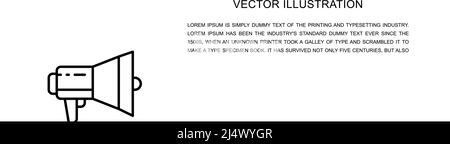 Vektor-Megaphon, Lautsprecher-Symbol mit einer Zeile. Fortlaufende einzeilige Darstellung. Stock Vektor