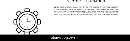 Vektoruhr im Gang, Produktivität, Zeitmanagement ein Zeilensymbol. Fortlaufende einzeilige Darstellung. Stock Vektor