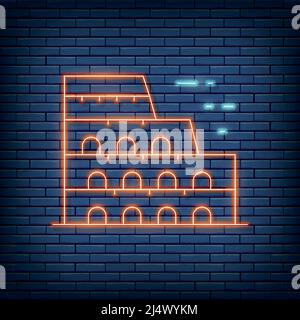 Kiew, Ukraine - 1. März 2022: Vector Coliseum, Italien, Wahrzeichen Neonschild. Vektorgrafik im Neon-Stil. Stock Vektor