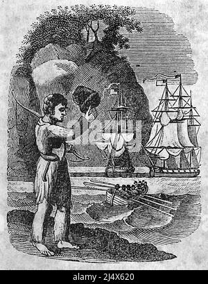 The Adventures of Robinson Crusoe ; mit Gravuren Verlag New Haven : Published by J. Babcock & Son ; Charleston : and S. Babcock & Co. 1825 Stockfoto