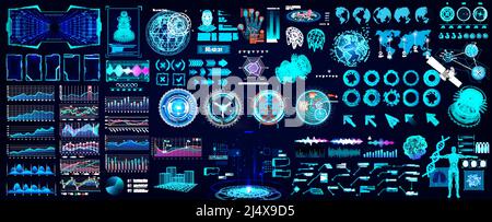 Farbenfrohe HUD-Elemente für UI-, UX- und GUI-Projekte Stock Vektor