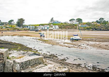 Ebbe in Abersoch, auf der wunderschönen Halbinsel Llyn, Gwynedd, Nordwales Stockfoto