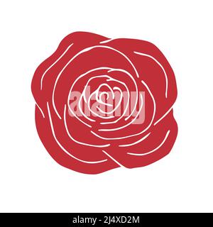 Vektor Hand gezeichnete Doodle Skizze rote Rose Blume isoliert auf weißem Hintergrund Stock Vektor