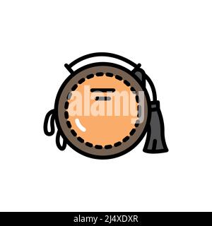 Farbsymbol der runden Beutellinie. Isoliertes Vektorelement. Skizzieren Sie das Piktogramm für Webseite, mobile App, Promo Stock Vektor