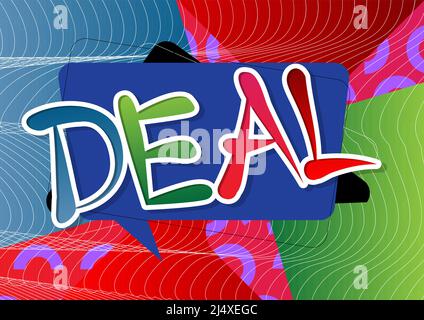 Deal. Wort mit Kinderschrift im Cartoon-Stil geschrieben. Stock Vektor