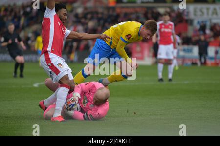 18. April 2022 Wrexham Wales . Die Vanarama National League, Wrexham Wrexham AFC Spielen Sie Altrincham Football Club Stockfoto