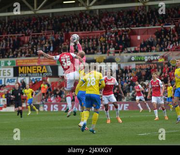 18. April 2022 Wrexham Wales . Die Vanarama National League, Wrexham Wrexham AFC Spielen Sie Altrincham Football Club Stockfoto