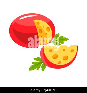 Stück Käse modernen flachen Stil realistische Vektor-Illustration Symbole auf weißem Hintergrund isoliert Stock Vektor