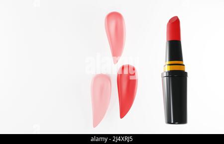 3D Render. Kosmetisches Lippenstift-Muster. 3D Vertikale Abbildung Stockfoto