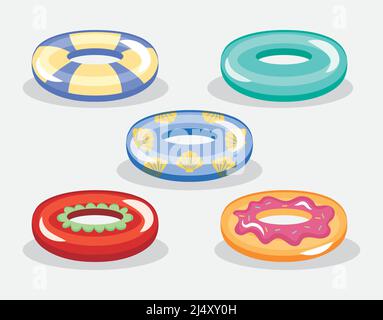 Farbenfroher Pool-Ring schwimmt Stock Vektor