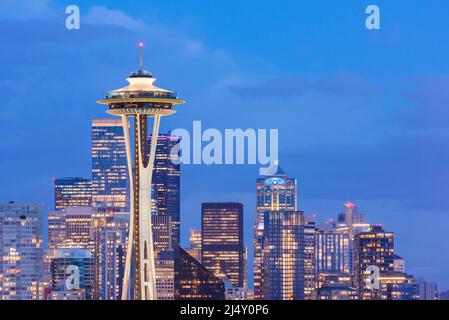 Seattle, Washington, Skyline mit Space Needle. Stockfoto