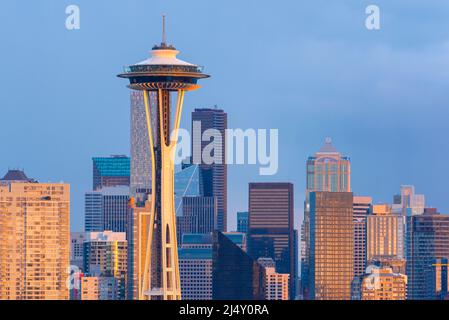 Seattle, Washington, Skyline mit Space Needle. Stockfoto
