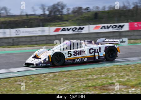 Scarperia, 3. April 2022: Jaguar XJR-9 #5 Jahr 1987 ex Brundle - Lammers - Wallace im Einsatz während des Mugello Classic 2022 auf dem Kurs von Mugello in Italien. Stockfoto