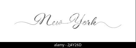 New York. Der Name der Stadt ist in einer kalligraphischen Handschrift in einer Zeile geschrieben Stock Vektor