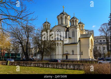 Die Kathedrale der Heiligen Kyrill und Methodius in Ljubljana, Slowenien an einem sonnigen Tag Stockfoto