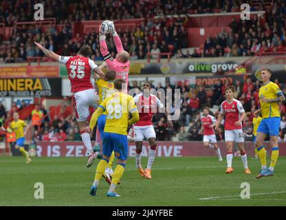 18. April 2022 Wrexham Wales . Die Vanarama National League, Wrexham Wrexham AFC Spielen Sie Altrincham Football Club Stockfoto