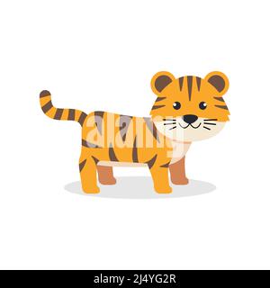 Niedlicher Tiger. Tier aus Afrika. Vektorgrafik in einem flachen Stil. Eps 10 Stock Vektor