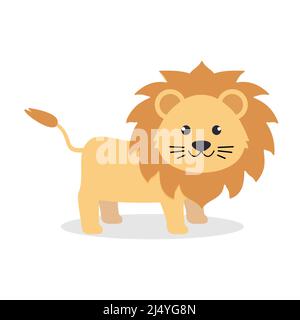 Niedlicher Löwe. Tier aus Afrika. Vektorgrafik in einem flachen Stil. Eps 10 Stock Vektor