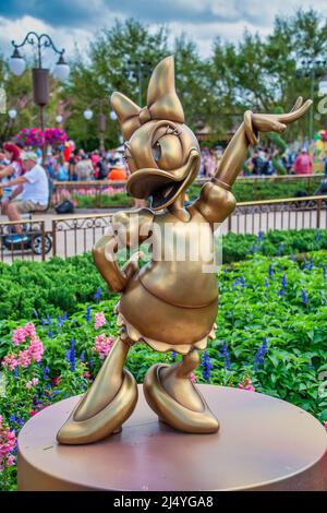 Daisy Duck Gold Statue 50. Anniversary Disney Magic Kingdom Stockfoto