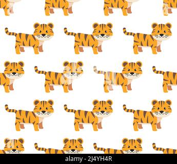 Tigers seamless pattern. Vector illustration in a flat style. Eps 10 Stock Vektor