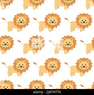 Lions seamless pattern. Vector illustration in a flat style. Eps 10 Stock Vektor