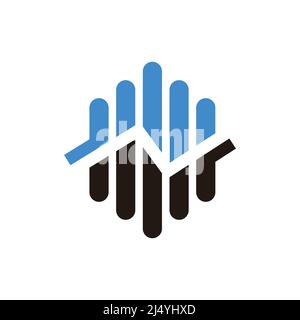 Finanzberater Logo Design Vorlage Vektor-Symbol, Einfache Illustration Logo Für Finanzunternehmen. Blaue Farbe vertikale abgerundete Streifen mit Pfeilen o Stock Vektor