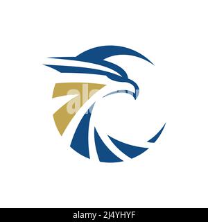 Design-Vorlage für das Eagle Head-Logo mit rundem Logo. Vektorgrafik. Stock Vektor