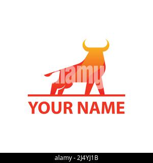 Bull Logo Vektor Illustration Design, kreative und einfache Design, kann als Logo und Vorlage für Unternehmen verwendet. Stock Vektor