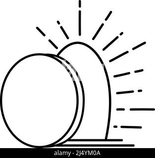 Vektor offenes Grab von Jesus Christus. Ostersonntag. Christliche Sarg lineare Ikone. Höhle mit großem Stein am Eingang. Dünne Linien Stock Vektor