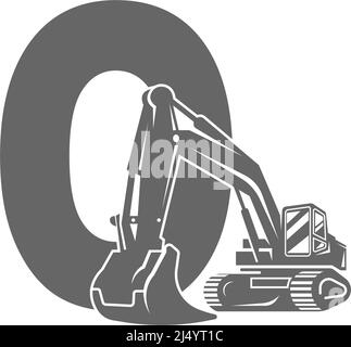 Baggersymbol mit dem Buchstaben O Design Illustration Vektor Stock Vektor