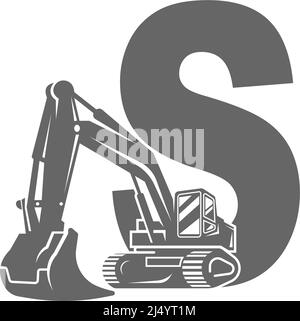 Bagger Symbol mit Buchstabe S Design Illustration Vektor Stock Vektor