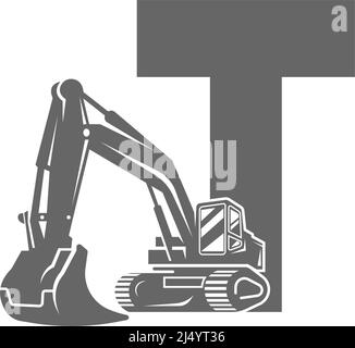 Bagger Symbol mit Buchstabe T Design Illustration Vektor Stock Vektor