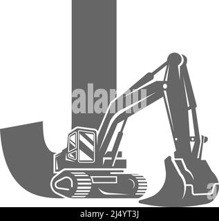 Bagger Symbol mit Buchstabe J Design Illustration Vektor Stock Vektor