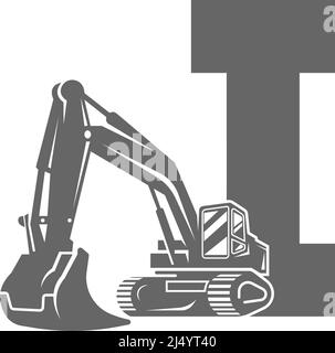 Baggersymbol mit dem Buchstaben I Design Illustration Vektor Stock Vektor