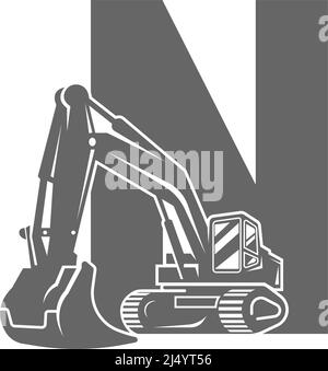Baggersymbol mit dem Buchstaben N Design Illustration Vektor Stock Vektor