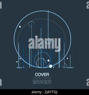 Technologisches Vektordesign mit Kreisen und Linien. Moderne geometrische Komposition. Abstrakte Vorlage für technischen Hintergrund Stock Vektor