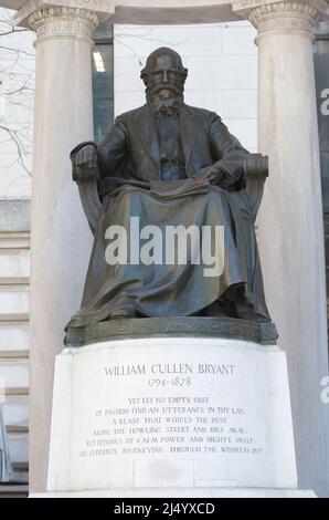 Statue von William Cullen Bryant in einem New York City Park Stockfoto