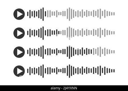 Symbole für Sprachnachrichten eingestellt. Audio-Chat-Piktogramme mit Sprachgeräuschwellen. Messenger, Online-Radio, Podcast mobile Anwendung Interface-Elemente. Vektorgrafik Stock Vektor